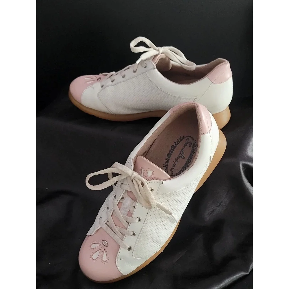 Sandbaggers Womens Golf Shoes White Pink Floral Rhinestone DEB Size 6.5